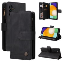 Dteck Crossbody Wallet Case for Samsung Galaxy A13 5G,Magnetic Leather Card Holder Zipper Wallet Kickstand Heavy Duty Lanyard Strap/Shoulder Strap Cover,Black