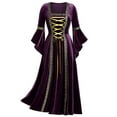 thumbnail image 6 of Yeahdor Womens Medieval Victoria Queen Princess Formal Dress Halloween Carnival Court Cosplay Costume Velvet Dress Purple XXL, 6 of 7