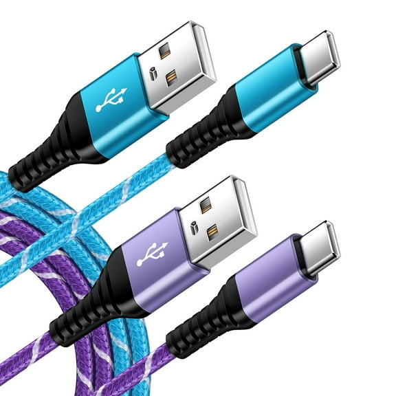 6FT USB-C Fast Charging Cable, Extra Long Data Cord for iPhone, Huawei, Samsung, Xiaomi Android Phones, Fast Charge & Durable Design(2Pack)