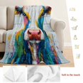 thumbnail image 5 of Farmhouse Oil Painting Blanket Soft Cozy Warm Throw Blanket for Couch, Plush Fuzzy Flannel Fleece Blankets for Sofa, Colorful Cow Animal Wooden Grain Bed Blankets Lightweight Gifts for Women, 50"x60", 5 of 9