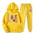 thumbnail image 2 of Feancey Sweatsuit for Women Trendy Love Heart Print Hoodies and Jogging Sweatpants Matching Set Valentines Day Cute 2 Piece Lounge Sets Yellow S, 2 of 6