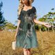 thumbnail image 4 of Vestido de lunares blancos sobre fondo negro de manga corta para mujer, vestido de noche para mujer, vestido elegante de lujo para mujer, 4 of 7