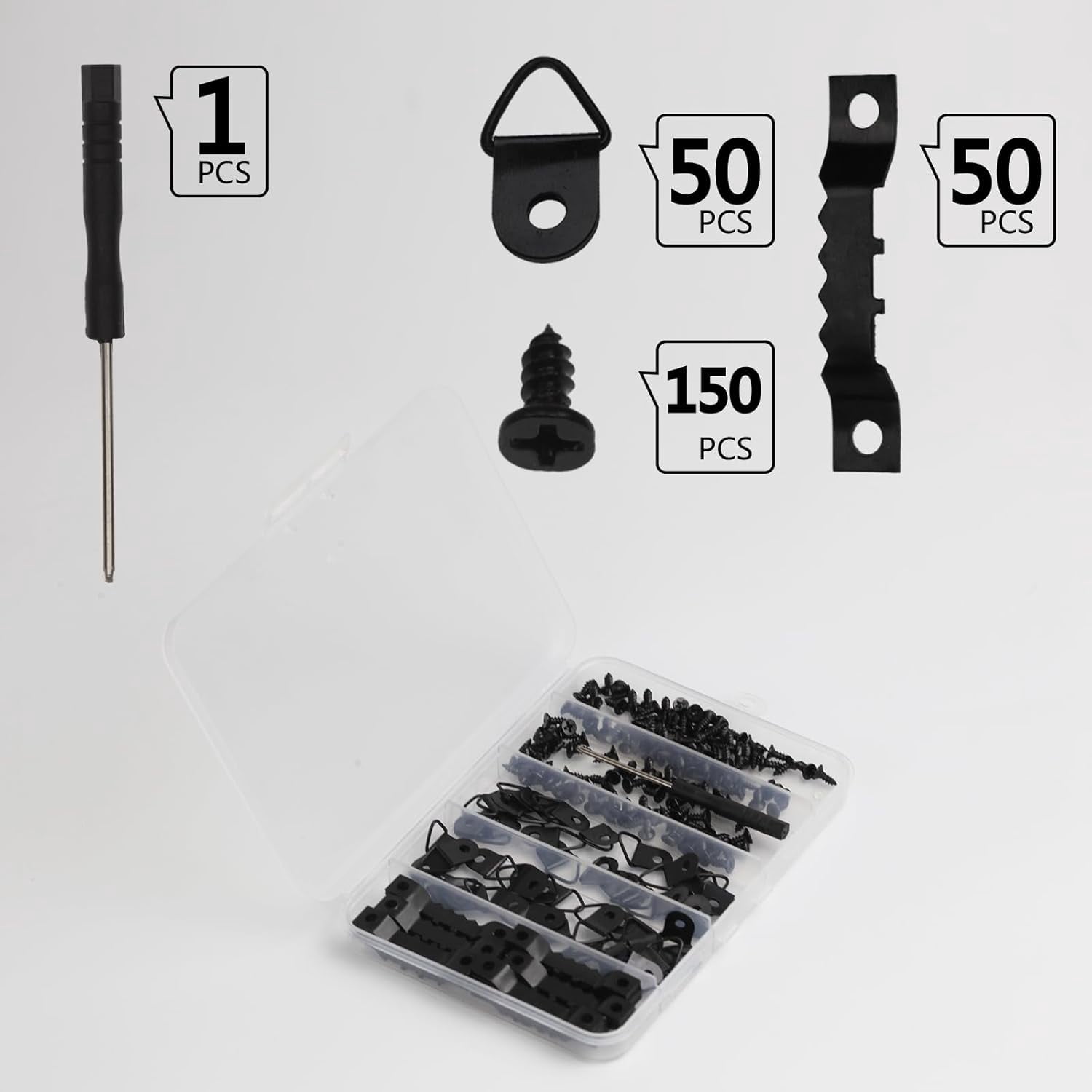 Picture Hanging Kit Heavy Duty Picture Hangers with Screws Black Picture Frame Mounting Hardware Hanging Tool