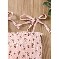 thumbnail image 5 of Seyurigaoka 2Pcs Toddlers Baby Girls Summer Lovely Outfit, Floral Print Spaghetti Strap Shirred Tank Tops + Elastic Band Pleated Shorts, 5 of 8