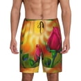 thumbnail image 1 of Balery Rose Psychedelic Pantalones cortos de pijama de punto de algodón para hombre con cinturilla y bolsillos-4X-Large, 1 of 6