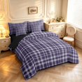 thumbnail image 2 of Manfei Classic Plaid 7-Piece King Bedding,Vintage Check King Bed in a Bag,Purple,Black Reversible, 2 of 7