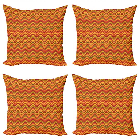 Ambesonne Geometric Throw Pillow Cover 4 Pack, Desert Dune Pattern, 24", Multicolor