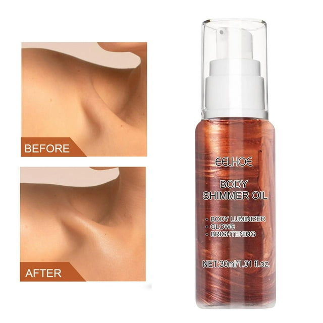 Body Shimmer Oil Hidratante Impermeable Multiuso Cara Cuerpo Cosméticos Resplandor Suave Líquido Resaltador Maquillaje para Fundación Maquillaje Mujer , marrón Baoblaze Aceite Brillo Corporal