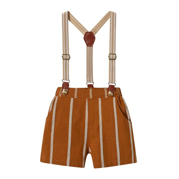 Boys Summer Outfits Short Sleeve Shirt and Suspender Shorts with Bow Tie Sizes 4 Years