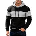 thumbnail image 2 of qafoshin Mens Color Block Hoodies Fashion Long Sleeve Hooded Sweatshirts Fall Winter Casual Loose Pullover Tops with Pocket, 2 of 6