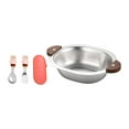 thumbnail image 3 of Tazón para niños, tenedor de ensalada, cuchara de dos asas, tazón aislado para bebés, niños y niñas con tenedor rosa, 3 of 9
