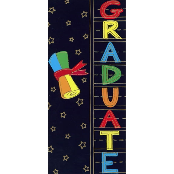 Designer Greetings Multicolored Diploma : Gold Foil Stars on Black Money Holder / Gift Card Holder Graduation Congratulations Card