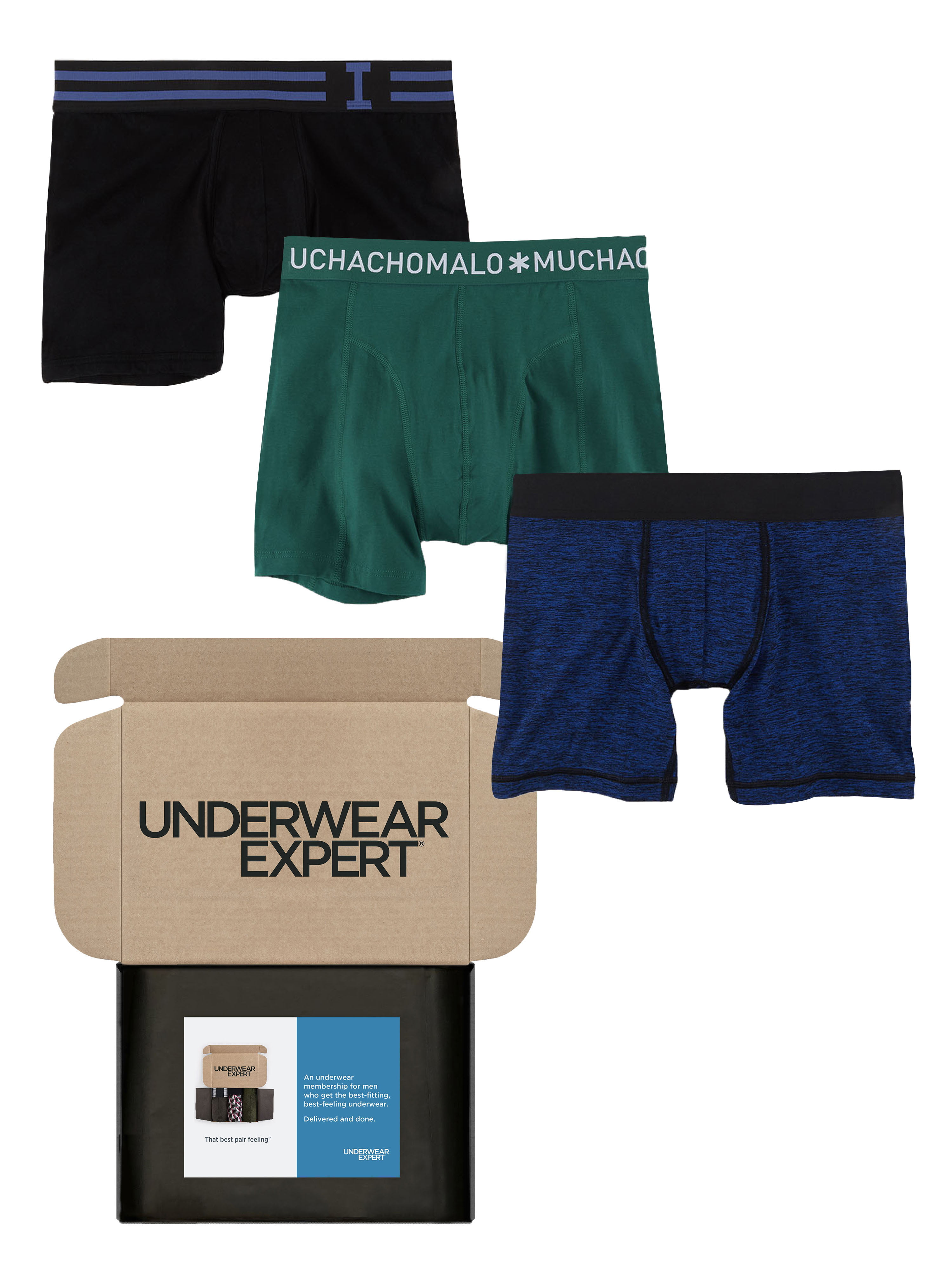 Underwear Expert Men's Boxer Briefs Curated Mystery Box, 3 Pairs 