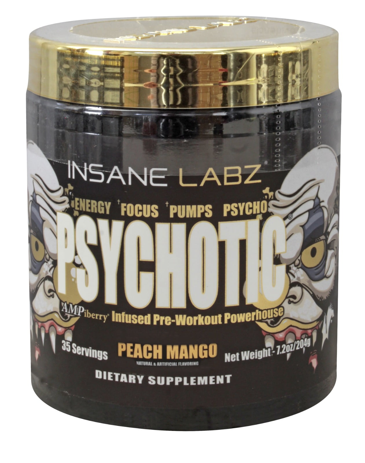 Psychotic Gold Sabor Peach Mango 35 Servicios Pre Workout Insane Labz ...