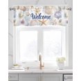 thumbnail image 2 of Coastal Shell Kitchen Valances for Windows Farmhouse Linen Window Valance Curtain for Living Room Window Treatment Summer Beach Ocean Sea Starfish Watercolor Valance Rod Pocket Topper, 42 x 12 Inch, 2 of 6