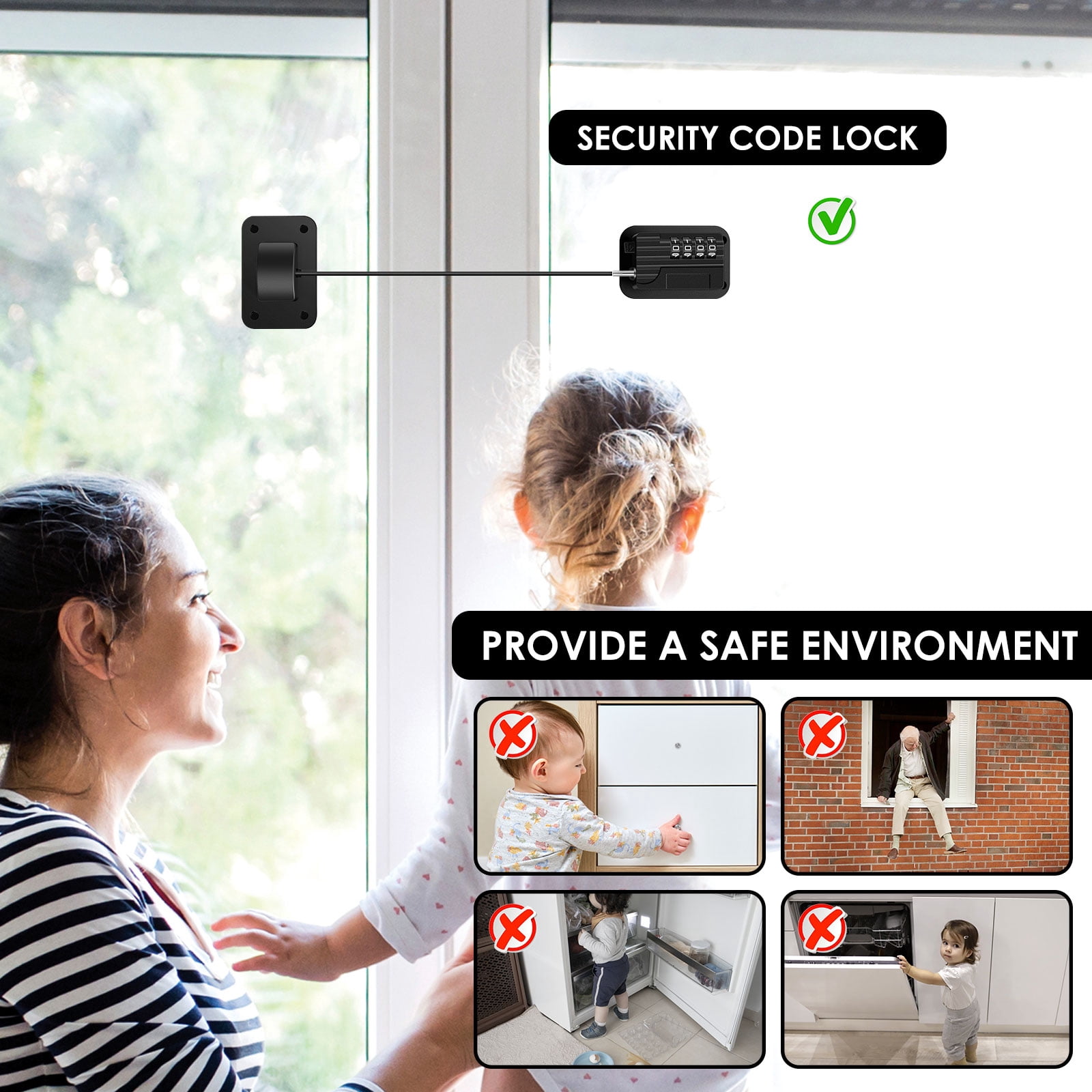 TMWEFUSC 8 PCS 2026 New Upgraded Combination Fridge Lock for Child Safety, Keyless Refrigerator & Freezer & Wardrobe Lock with Code for Kids Black
