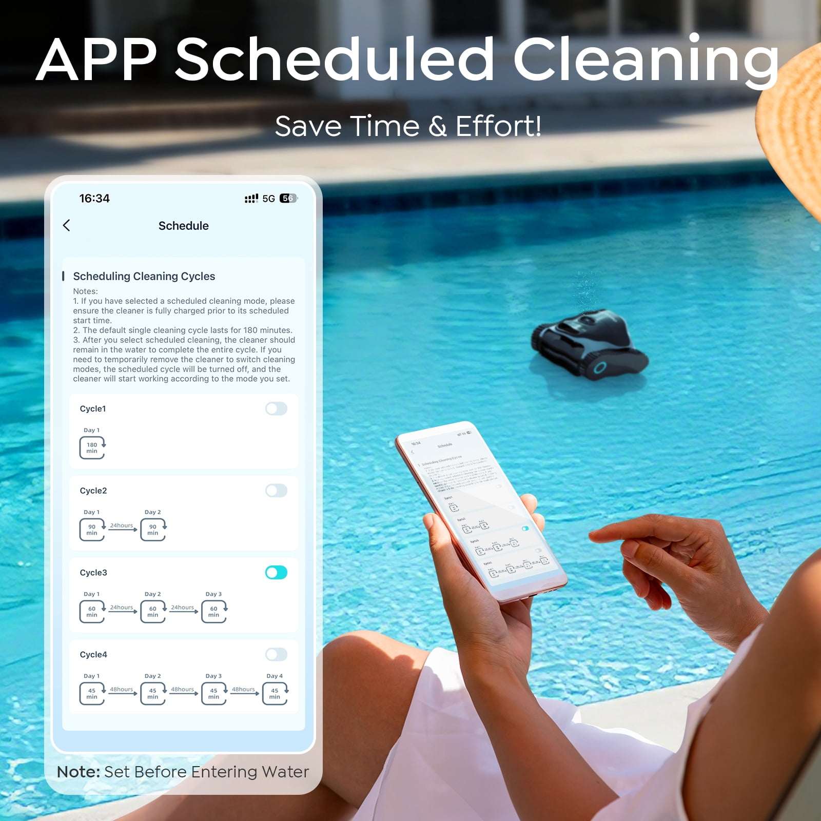 Talosbo C1 Cordless Robotic Pool Vacuum Cleaner with Wall & Waterline Cleaning, 180 Min for Inground Pools Up to 615 Sq.ft,Dual Filtration, Smart Navigation, App Support