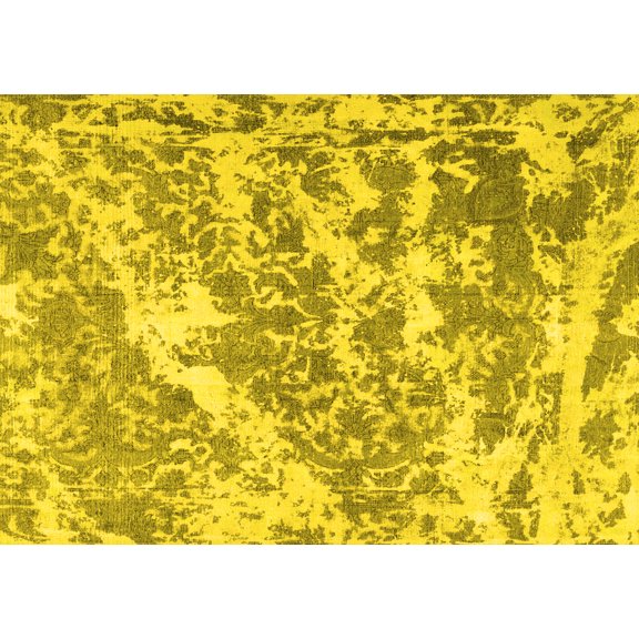 Ahgly Company Machine Washable Indoor Rectangle Persian Yellow Traditional Area Rugs, 5' x 7'