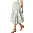 thumbnail image 4 of MODA NOVA Juniors Floral Print Elastic Waist Ruffle Maxi Tiered Skirt, 4 of 5