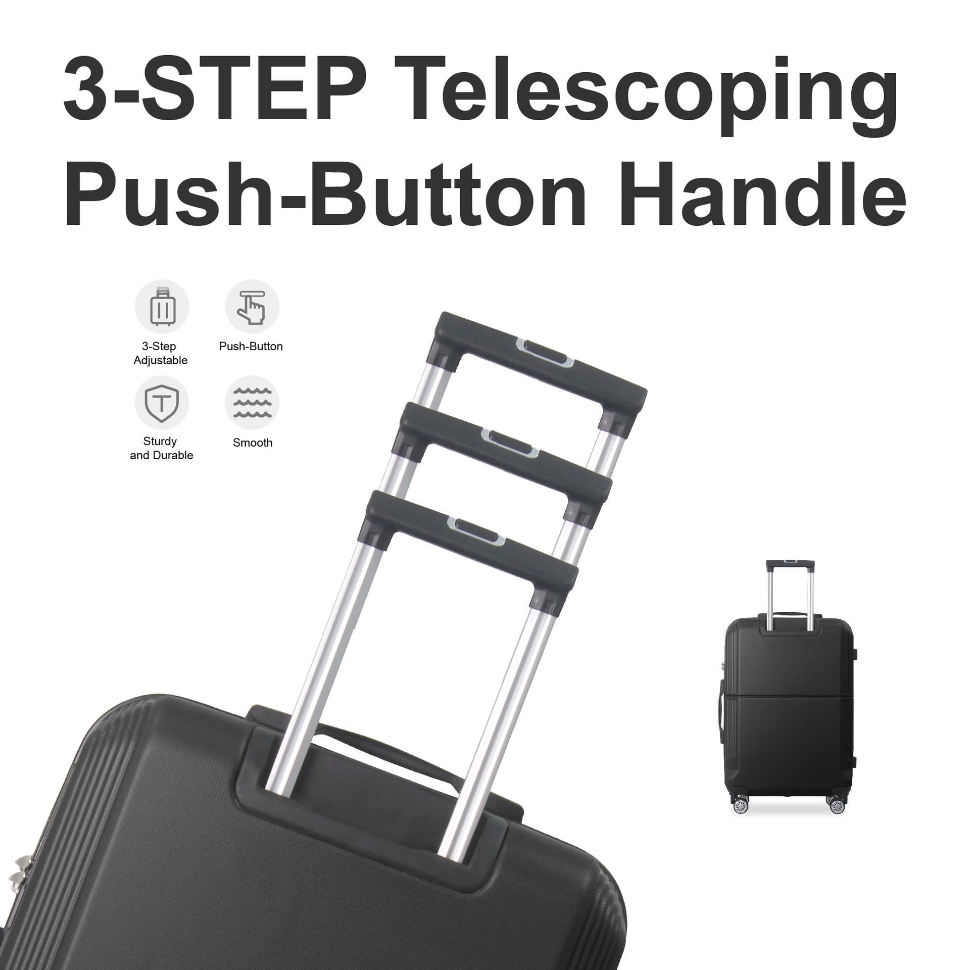 3Pcs ABS Luggage Set of 20" 24" 28", Unisex Suitcases with Telescoping Handle, Silent-Spinner Trunk with TSA-Lock