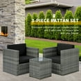 thumbnail image 4 of Outsunny Wicker Bistro Patio Set, 2 Porch Chairs & Glass Table, Black, 4 of 10
