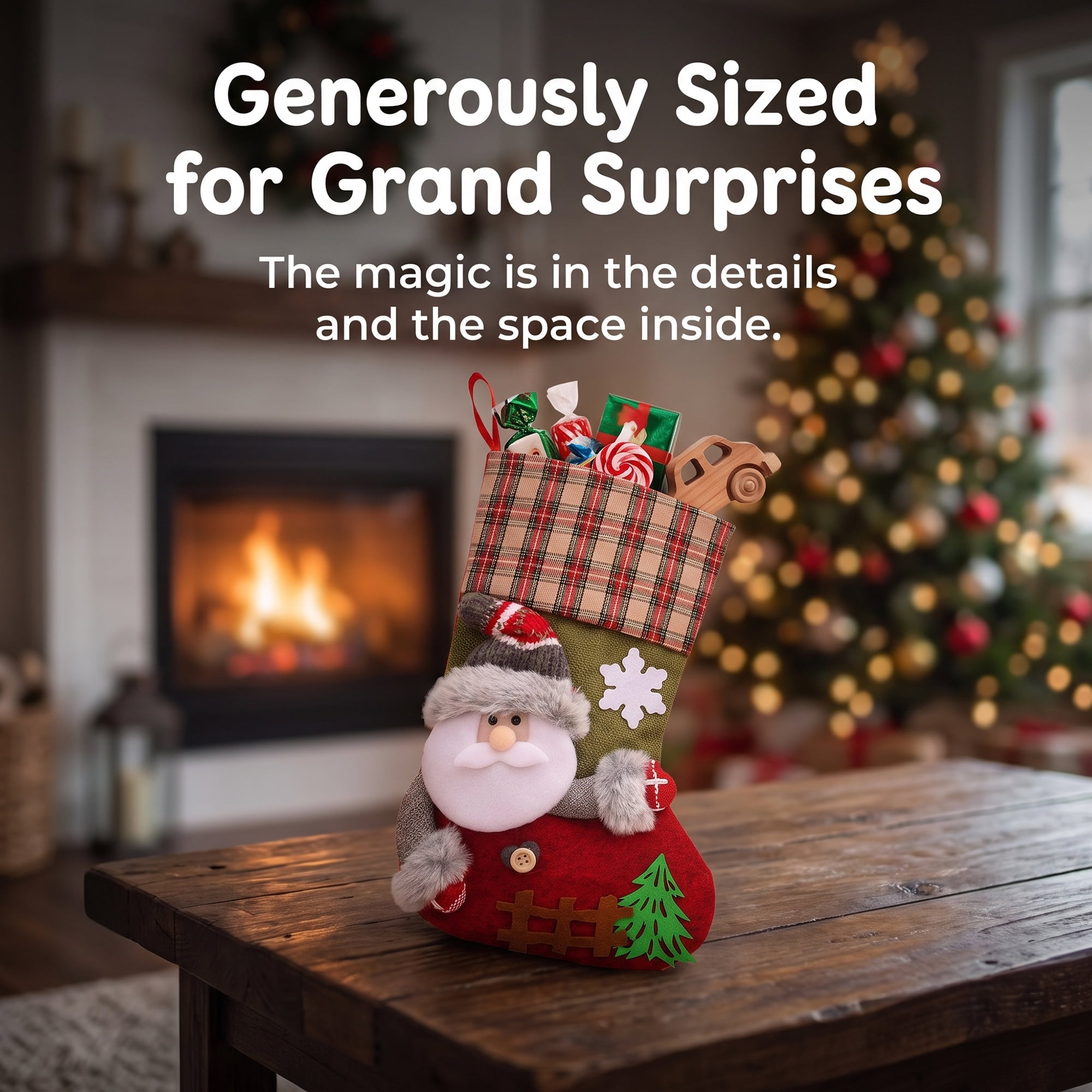 Unique Bargains Playful Cartoon Christmas Stockings Sideboard Rail Accents Old Man 12"