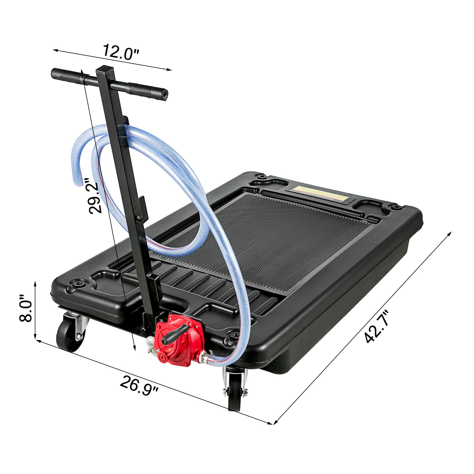 VEVOR Low Profile Oil Drain Pan Portable Oil Drain Pan 17 Gallon for Truck Car with 8' Hose