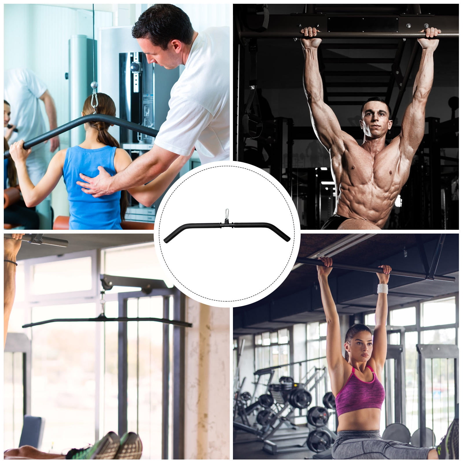 HEALEEP Fitness Pull Up Bar Bicep Tension Steel Black 1Set 32.23X1.38X1.38in