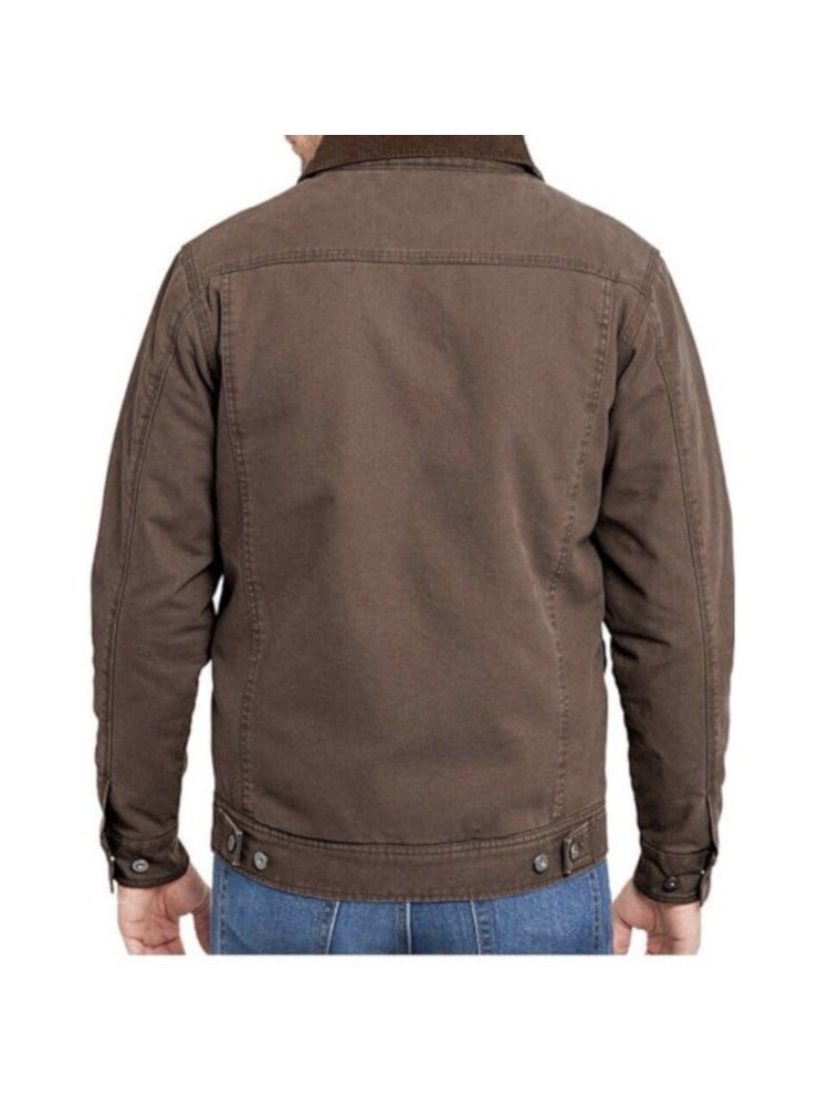 Large Canvas Sherpa Jacket, Dark Brown 