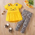 thumbnail image 2 of UAYOTSE Toddler Girl Cartoon Animal Ruffle Tunic Top Leopard Print Stretch Leggings 2Pcs Outfit Set,Sizes 3-4 Years, 2 of 7