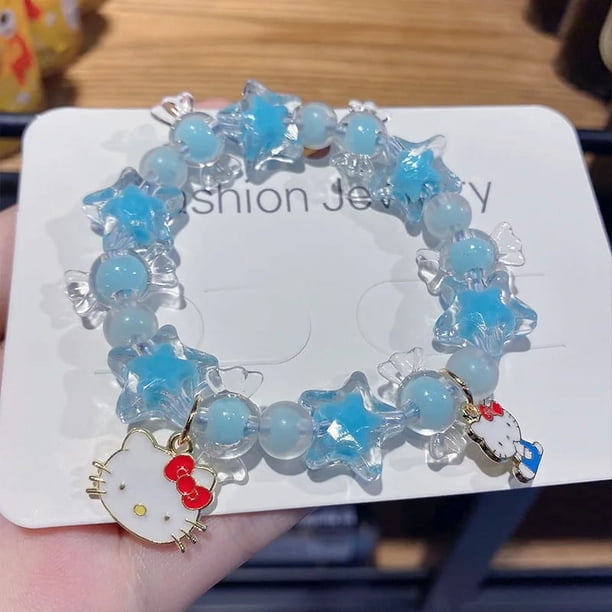 Bracelet Enfant Hello Kitty Perles Strass Rose - Sanrio Vintage