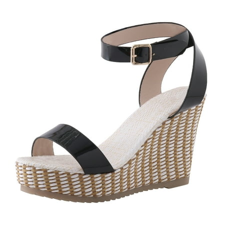

Women Sandals Fashion Comfortable Spring Summer Thick Soles Wedges High Heel Comfortable Buckles Solid Color Simple Style Party Shoes Footwear