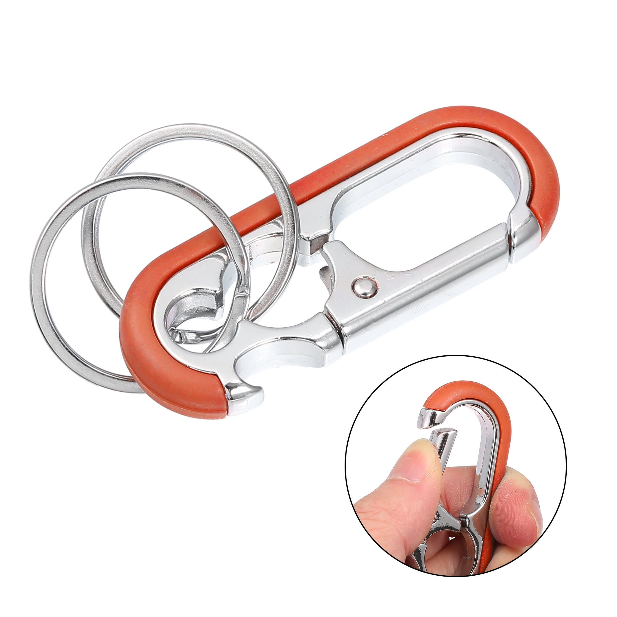 Unique Bargains Car Fob Key Chain Keychain with Double Hoop Orange