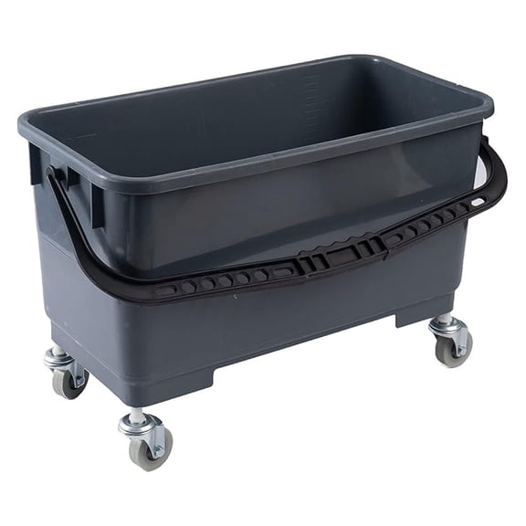 Microfiber Mop Bucket with Wringer - 6.5 Gallon Finish Bucket with Casters - for Flat Mops - Floor Cleaning - Finish Application