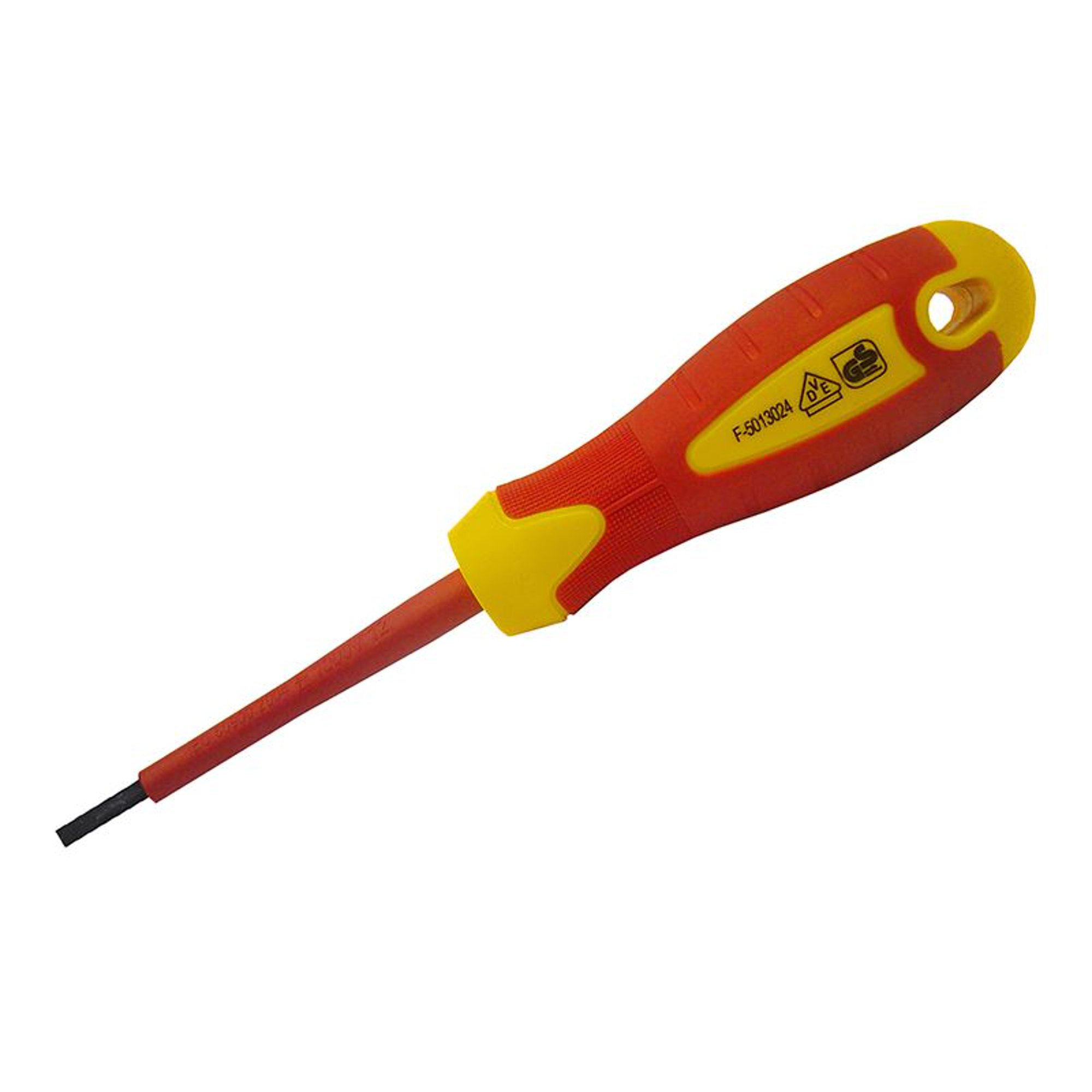 Faithfull Soft Grip VDE Screwdriver - Slotted 5.5mm Tip, 125mm Blade | 1000V Rated, Insulated For Electrical Work, Chrome Vanadium Steel