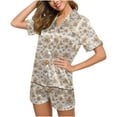 thumbnail image 4 of asdoklhq Women Christmas Pajamas Fashion Women Short Sleeve and Short Pants Casual 2PC Sets with Pockets Beige XL, 4 of 6