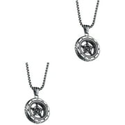 FANN 2 Pack Tire Necklace Metal Man Gifts for Valentines Bicycle Accessories Necklaces Men Trendy Male Pendant Wheel