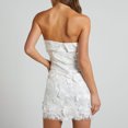 thumbnail image 4 of Vestido corto sin mangas para mujer, ajustado, con flores 3D, vestido de fiesta para club nocturno, 4 of 6