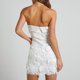 thumbnail image 4 of Vestido Mujer Tul Fuera Del Hombro Jersey Flores 3D Verano Playa Kuymtek Blanco T S para Mujer, 4 of 6