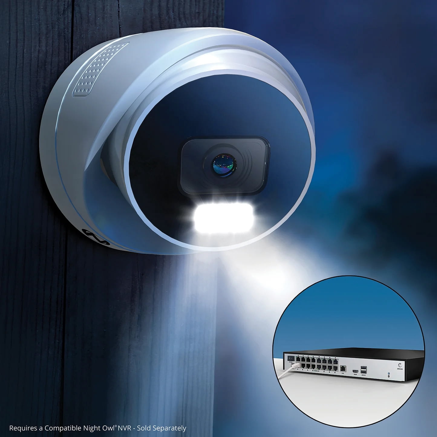 Night Owl Add On Wired IP 12MP Deterrence Dome Camera with 2-Way Audio - White