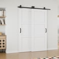 thumbnail image 2 of 56" X 80" 3-Lite Panel White Primed Solid Core Sliding Bypass Barn Door Double Doors with Hardware Kit, 2 of 9