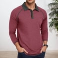 thumbnail image 2 of MIXUE Polo Shirts For Men Summer Solid Color Lapel Button Down Long Sleeve Casual Comfortable Breathable Outwear,Red,S, 2 of 7