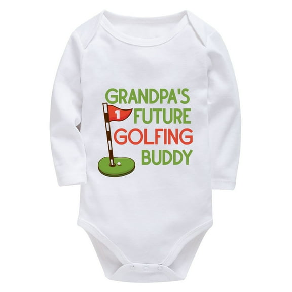 Grandpa's Future Golfing Buddy Newborn Funny Onesie Long Sleeve Coming Home Outfit Boy White Baby Boy Going Home Outfit Newb
