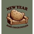 thumbnail image 2 of New Year Same Couch Potato Adult Olive Long Sleeve Hoodie-XXL, 2 of 7