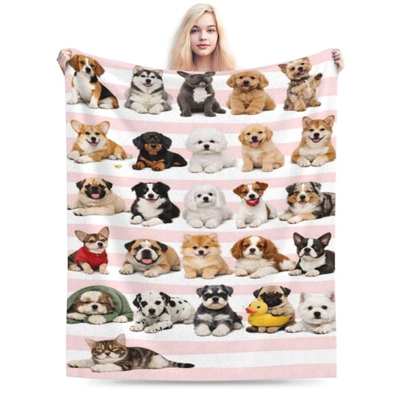 Cute Dogs Puppy Blanket Pet Lover Throw Blanket Soft Cozy Blanket for Couch Bed Dog Lover Birthday Gift Decor 50x40