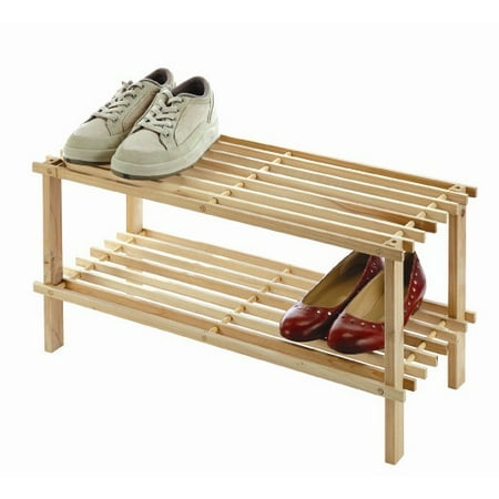 All Natural Wood Self Standing Shoe Rack Stackable Sneakers Slippers Self