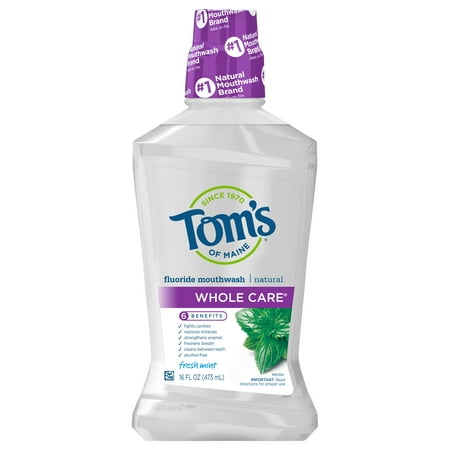 Tom's of Main Natural Mouthwash, Whole Care with Fluoride, Fresh Mint, 16 oz