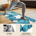 thumbnail image 4 of White Blue Butterfly Pattern Hot Yoga Mat Towel Non Slip for Hot Yoga - Quick-Drying Yoga Mat Cover with 4 Corner Pockets with Travel Bag - Hot Yoga Towel Non Slip 74"x26", 4 of 6