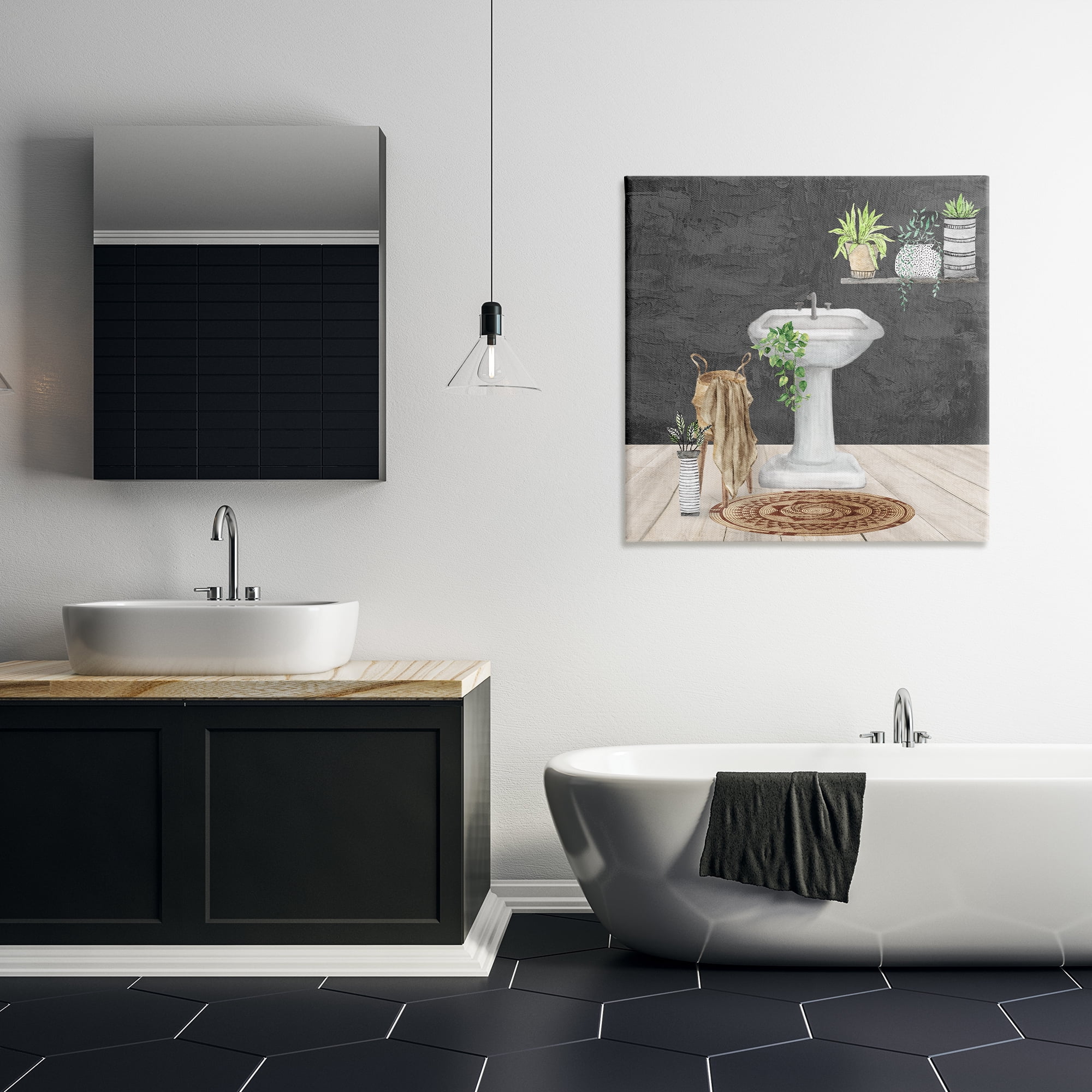 Stupell Industries Relaxing Bathroom View Bath & Laundry Painting Wrapped Canvas Art Print Wall Art, 30 x 30