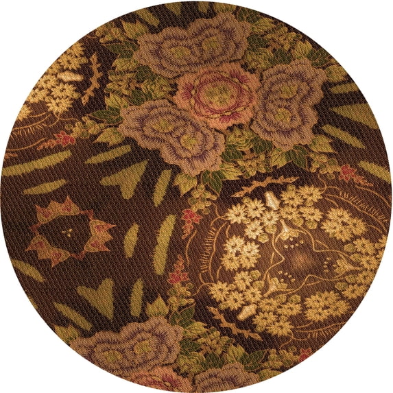 Ahgly Company Machine Washable Indoor Round Transitional Night Red Area Rugs, 3' Round